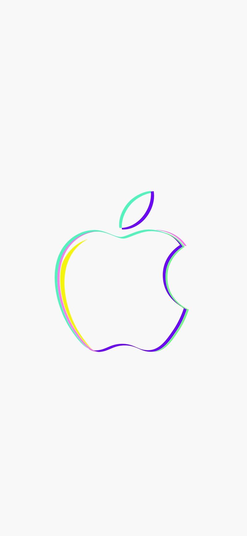 手机壁纸:苹果logo多彩绚丽纯白手机壁纸