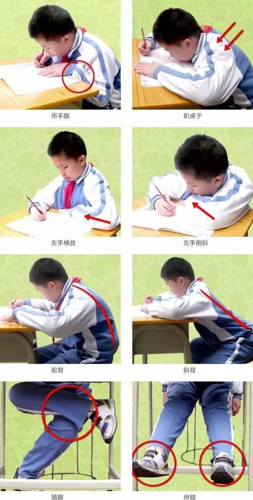 小学生写字常见的8种错误坐姿你在其中吗
