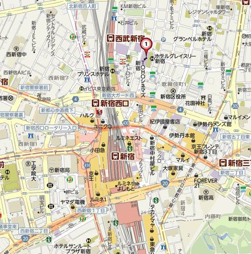 东京站怎么到东京新宿格拉斯丽酒店