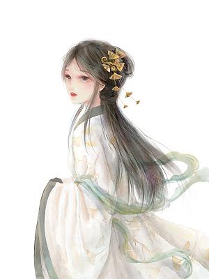 白色手绘古风中国风汉服少女女孩美女人物元素png素材