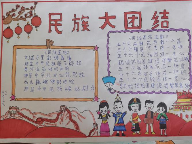 小学汉语组《民族团结一家亲》主题手抄报活动