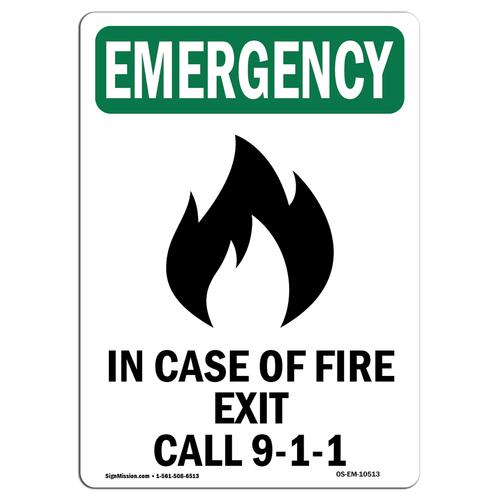 osha emergency sign - in case of fire exit cal