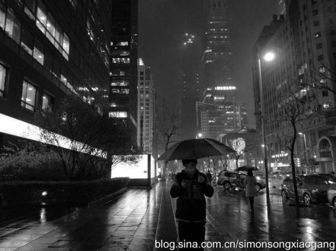 手机黑白影像春初的雨夜