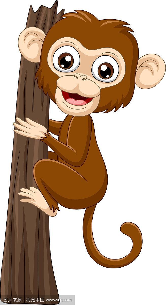 卡通猴子爬树枝