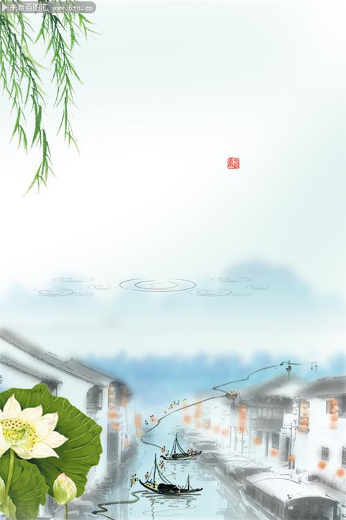中国风古典山水背景图片-psd素材-百图汇设计素材