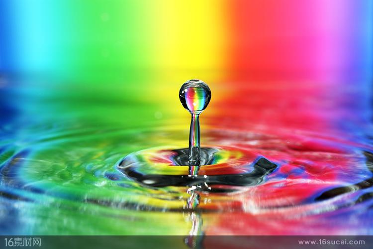 彩虹水面的水滴高清图片