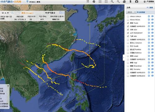 谁有一张中国台风每月的大致路径图?
