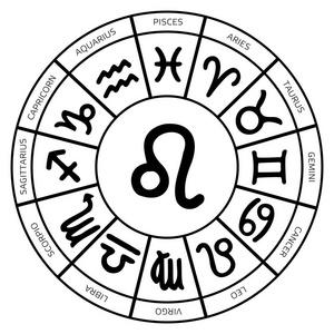 星座内的狮子座符号占星术和占星概念矢量插图照片