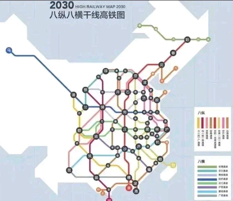 八纵八横干线高铁图,郑州真心强大,不愧为铁路心脏