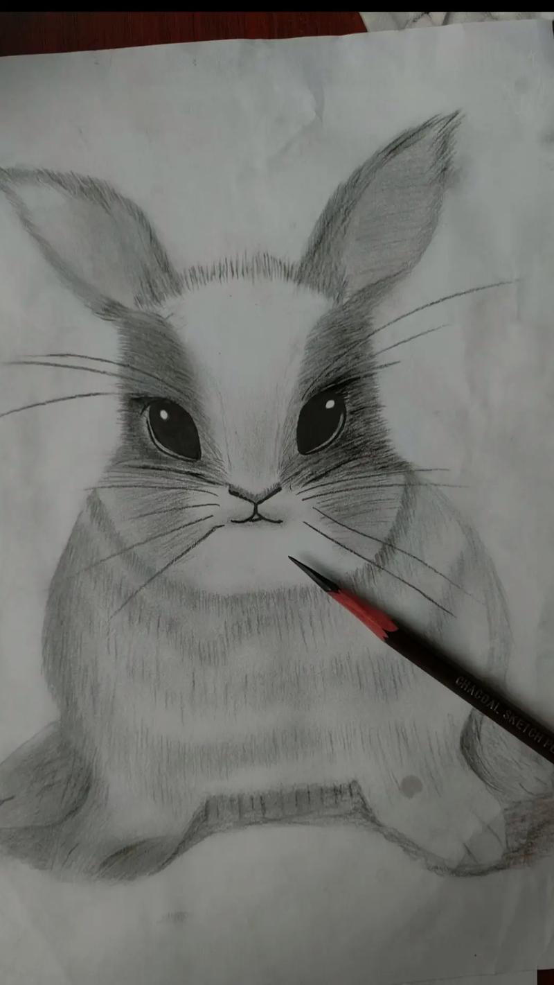 素描 一只严肃的兔子#日常瞎画 #素描动物 #跟着 - 抖音
