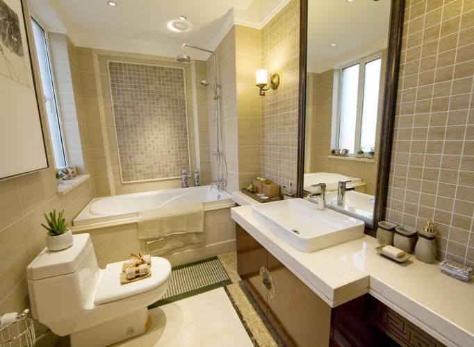 中式家居厕所装修洗手池效果图片