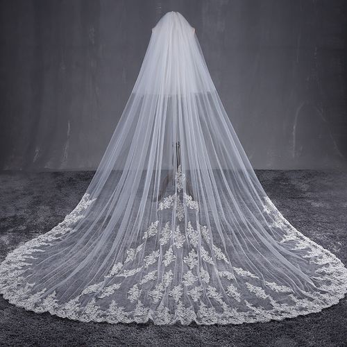 水晶相恋 新娘头纱婚纱新款韩式3米婚礼头纱超长结婚蕾丝拖尾