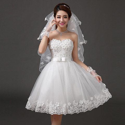 2014夏季新款短款蓬蓬裙婚纱韩版公主可爱唯美婚纱主持伴娘礼服