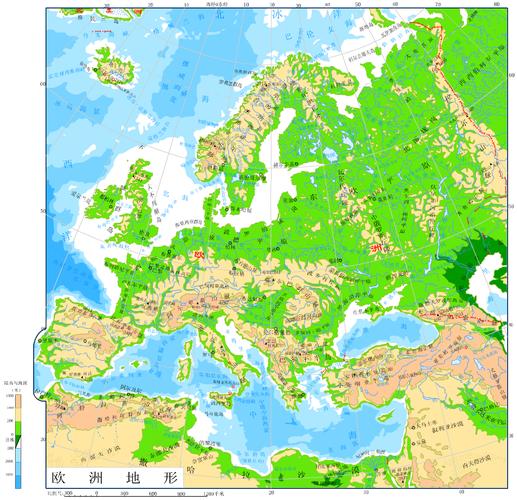 地理挂图欧洲地形图