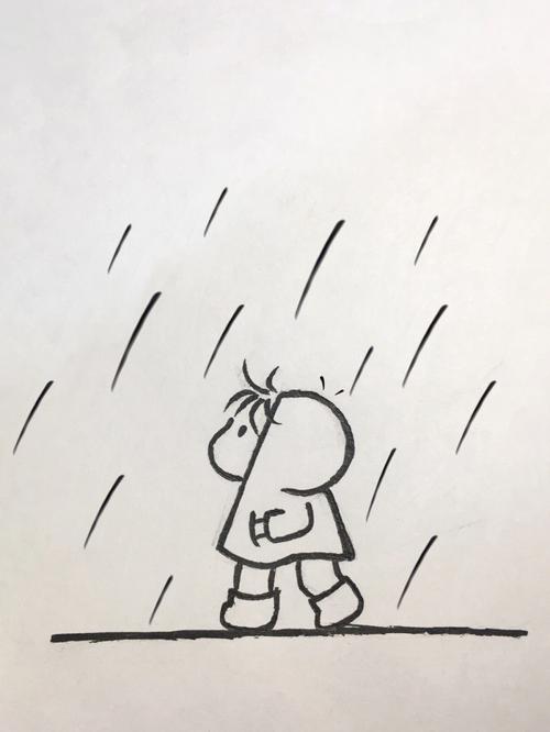 99今天画个淋雨的小孩,希望大家都能拥有一个为你撑伞的人哟#手帐画