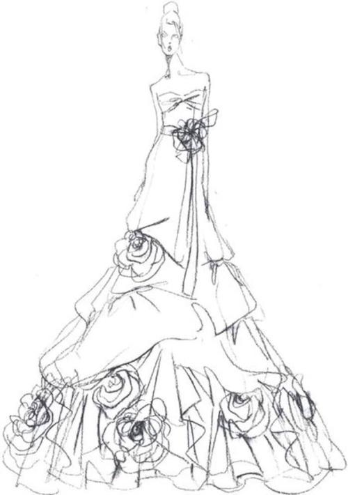 【简单黑白·线条的魅力】 时装设计手稿 手绘 铅笔画 婚纱