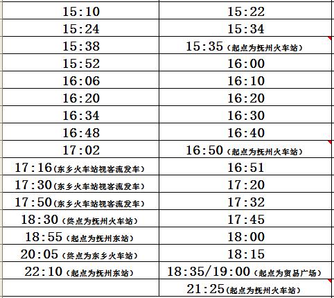 时刻表黎川——南城城际公交运行时刻表(来源:抚州微视,抚州汽车站)2