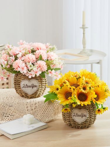 入户鞋柜装饰摆件花向日葵假花仿真花摆设客厅餐桌花艺用品摆件装