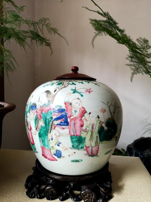 同治粉彩教子升官西瓜罐-近代 民国 当代陶瓷器-盛世收藏网