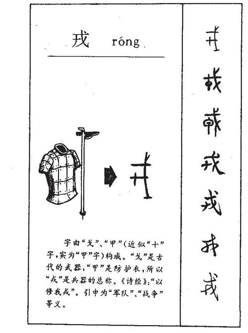 p>戎(拼音:róng)是汉语常用字,最早字形见于商代 a target=