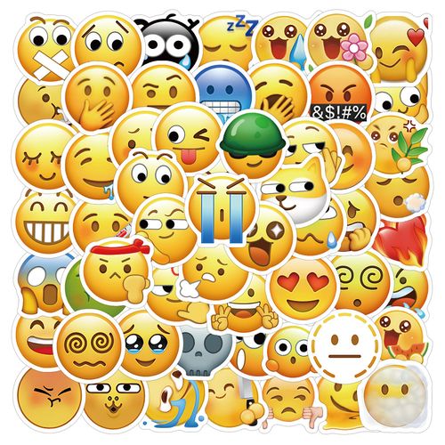 100张qq表情包emoji表情包贴纸笔记本电脑手机封口贴水杯防水贴画