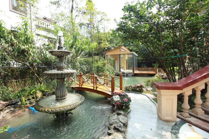 私家别墅花园设计实景图,上海别墅庭院设计说明,别墅院落设计,阳光房