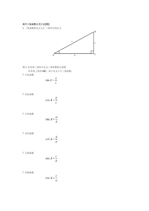 三角函数公式大全很详细