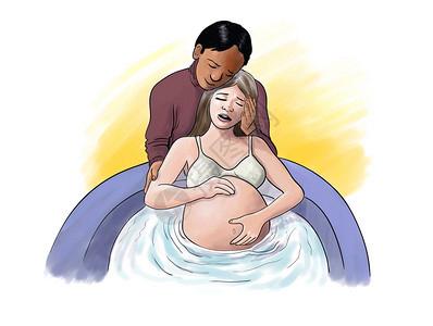 孕妇在准备分娩的医院包中打正面劳动为了高清图片分娩高清图片分娩