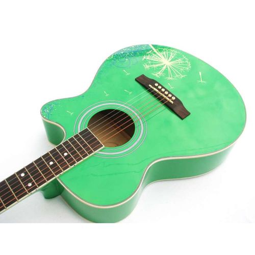 season 思雅晨 弦乐器 40寸绿色民谣吉他 初学者木吉他套装 蒲公英