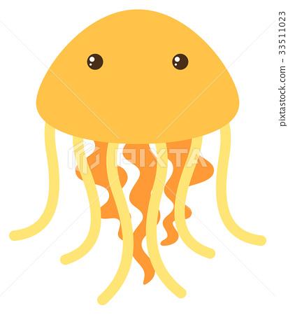 插图素材: yellow jellyfish on white background