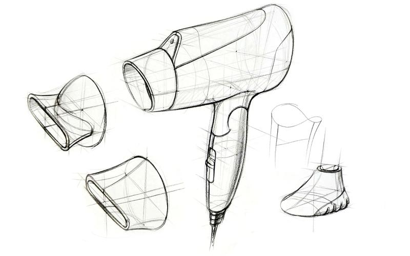 【果石】工业设计手绘基础-吹风机产品写生练习-工业
