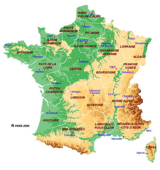 法国地形示意图