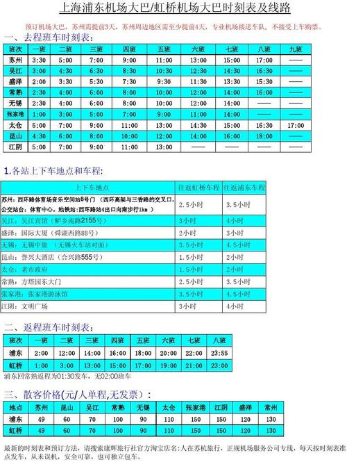 上海浦东机场大巴时刻表和线路