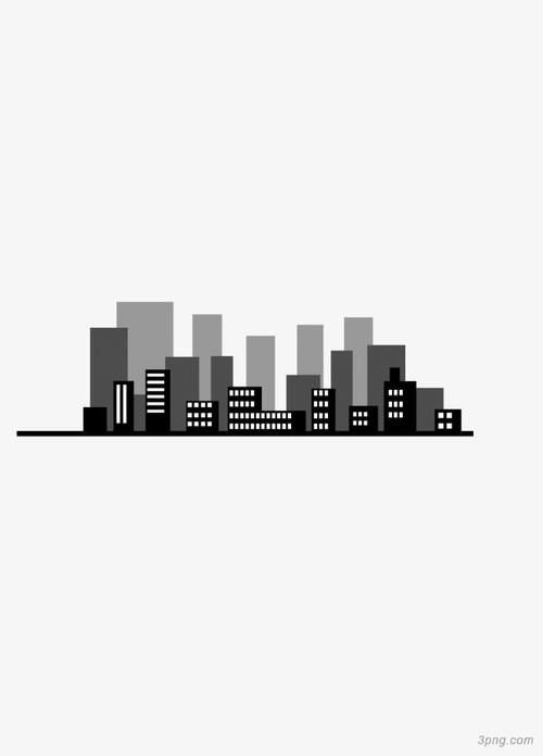 城市建筑剪影png素材透明免抠图片-城市地标