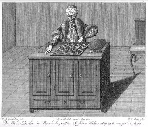 土耳其行棋傀儡的版画,来自1784年卡尔·戈特利布·冯&