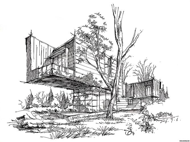 第二节 住宅建筑手绘写生表现——森林现代别墅.jpg