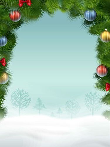 圣诞松枝边框雪地背景矢量素材,素材格式:eps,素材关键词:圣诞节,松枝