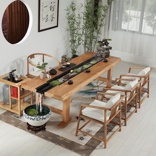 茶桌椅组合 简约现代_现代中式简约实木流水茶台功夫泡茶桌椅组合客厅