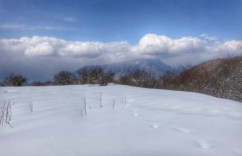四川茂县九顶山登顶坪雪中徒步