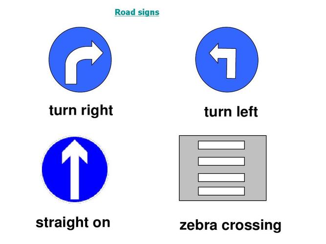 road signs turn right turn left straight on zebra crossing
