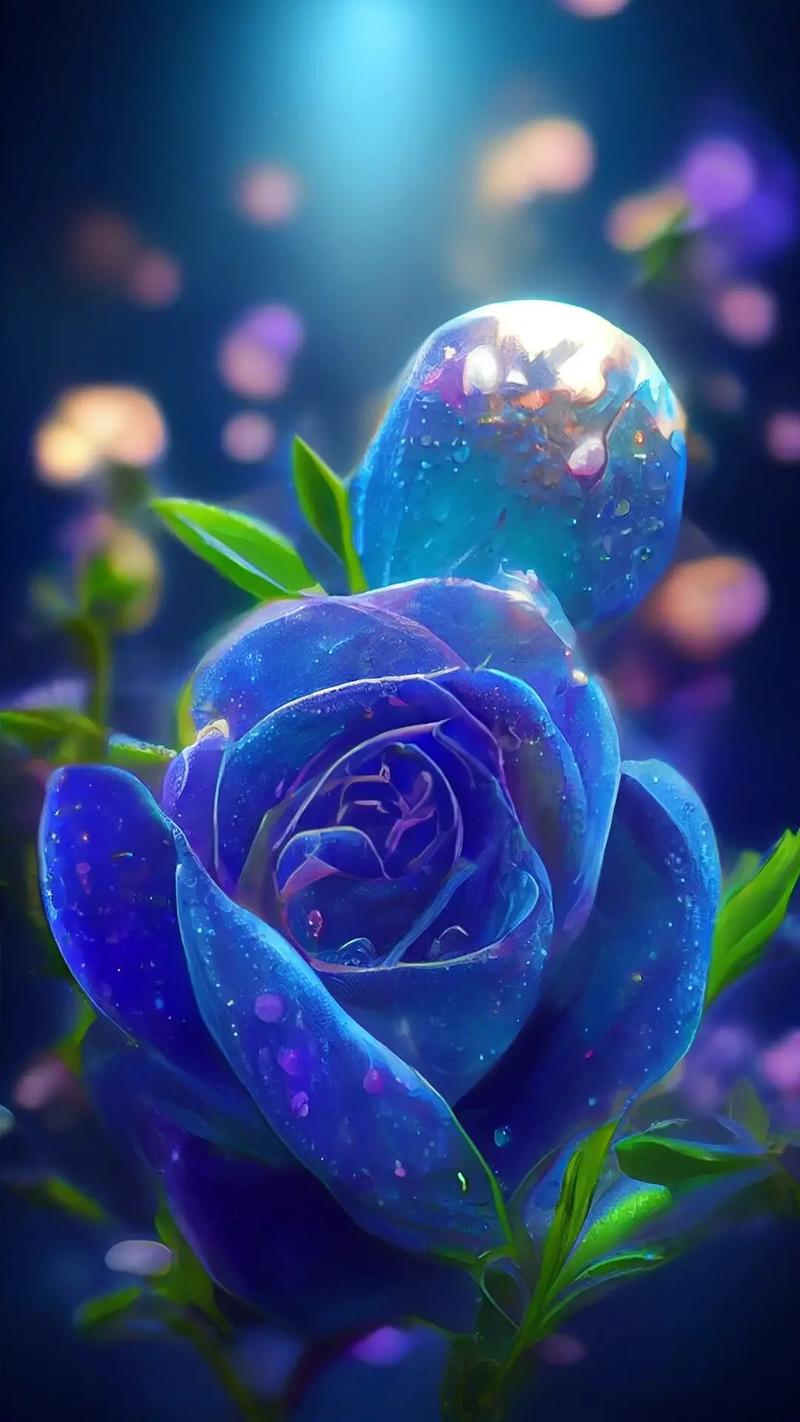 唯美意境的蓝色玫瑰.