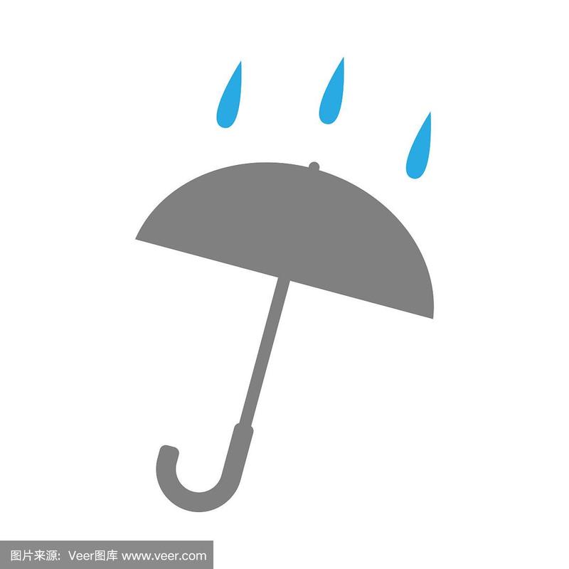 伞和雨滴.天气预报图标.向量