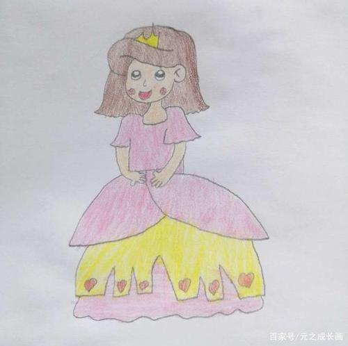 美丽的小公主,儿童彩铅简笔画!