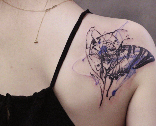 2020最新蝴蝶纹身图案大全女仙气飘飘的蝴蝶纹身设计18