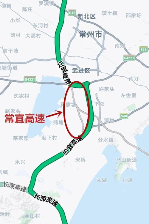 继而直接连接阜溧高速 经宣堡枢纽可转京沪高速公路 向南顺接沪宜高速