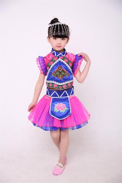新品羌族服装女56个民族服装羌族服装儿童少数民族服装女羌族演出