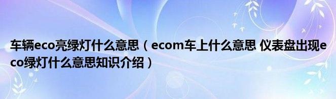 车辆eco亮绿灯什么意思ecom车上什么意思仪表盘出现eco绿灯什么意思