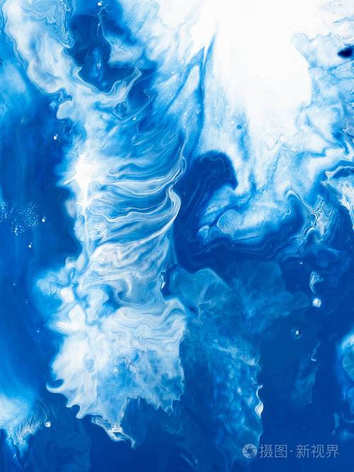 蓝色创意抽象手绘背景大理石纹理抽象海洋布面油画碎片现代艺术当代