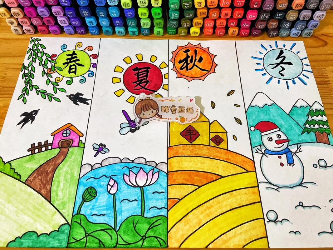 小学一年级语文下册《四个太阳》简笔画,四个 - 抖音