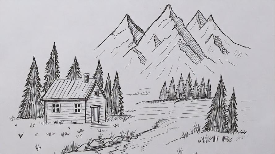 铅笔画乡村景观(25张)